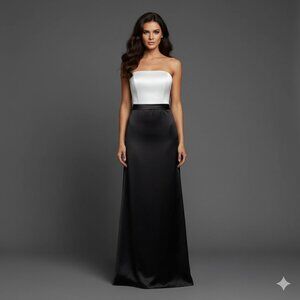 ALFRED SUNG Black and White Formal Dress